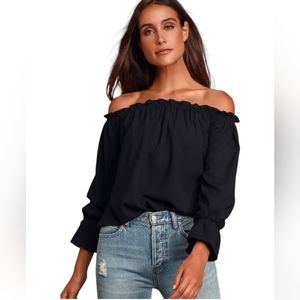 LULU'S ALL IN GOOD FUN OFF THE SHOULDER TOP WOMEN SIZE S